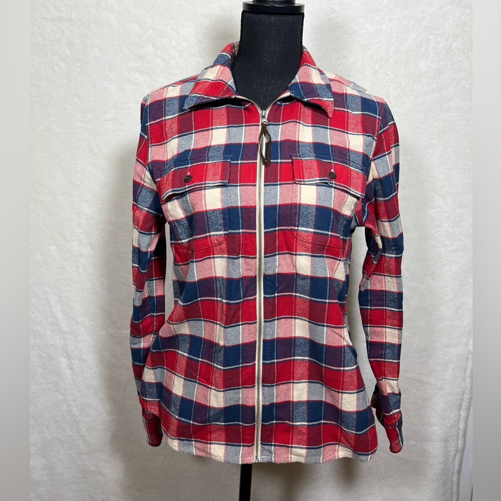 Chaps Red White and Blue Checkered Long Sleeve Top Size Large